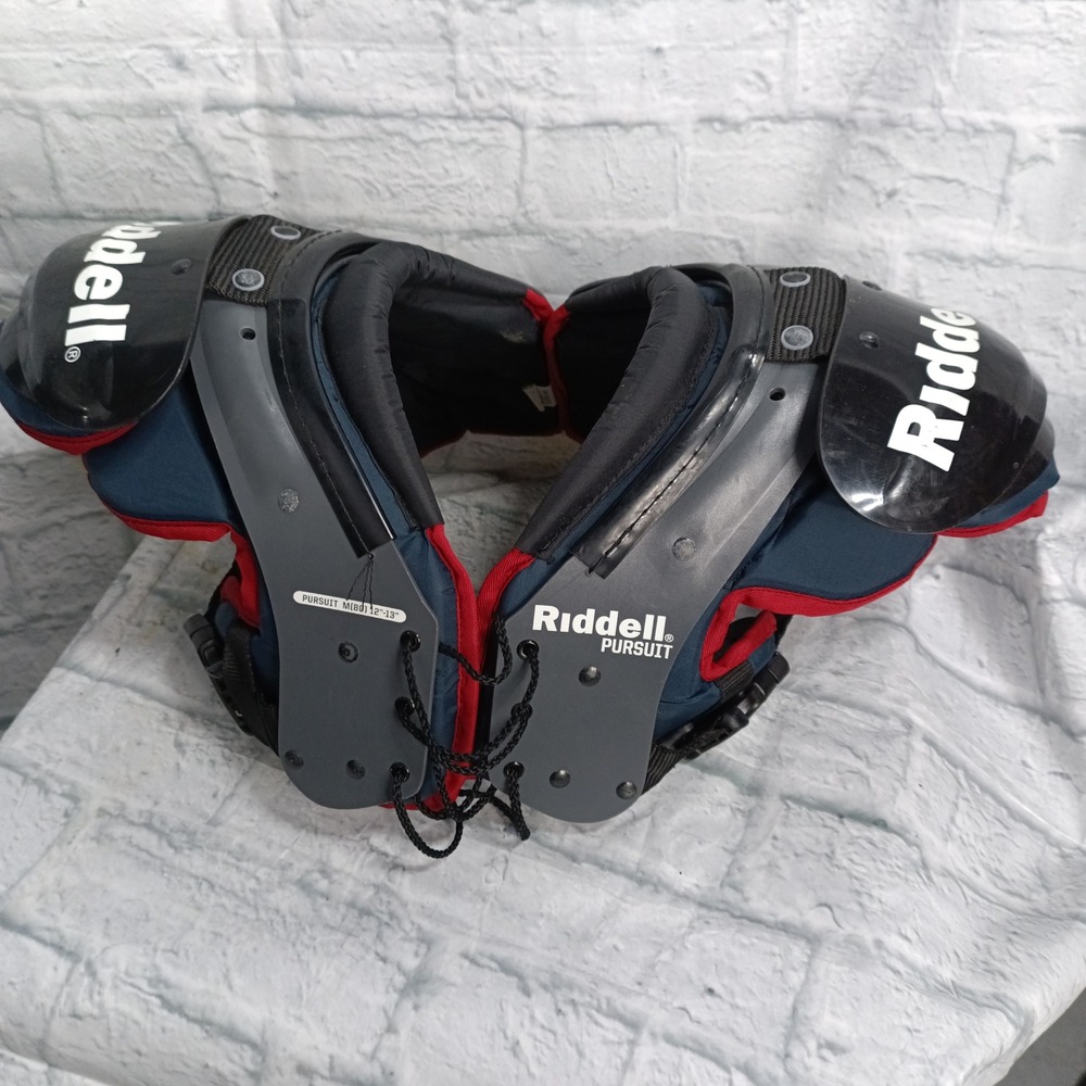 Riddell Pursuit Youth Football Shoulder Pads Size Medium 12-13 Gray Blue Red